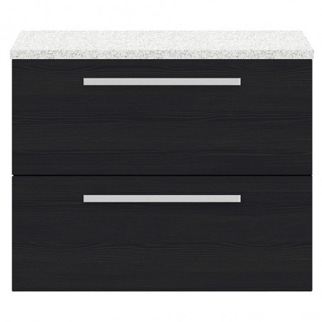 Quartet Charcoal Black 720mm (w) x 520mm (h) x 510mm (d) Cabinet & Sparkling White Worktop