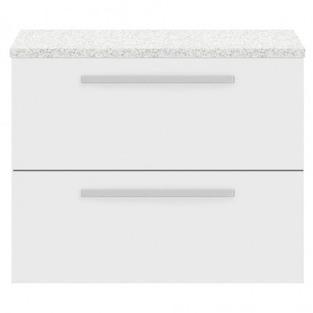 Quartet Gloss White 720mm (w) x 520mm (h) x 510mm (d) Cabinet & Sparkling White Worktop