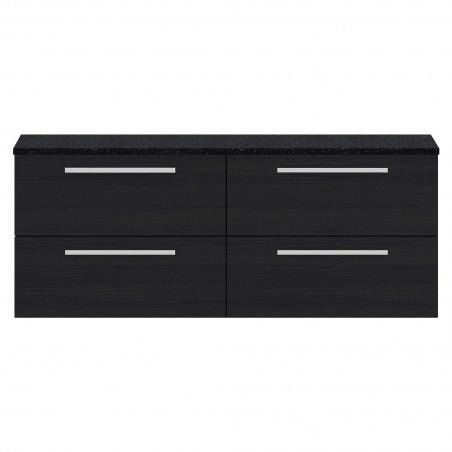 Quartet Charcoal Black 1440mm (w) x 520mm (h) x 510mm (d) Double Cabinet & Sparkling Black Worktop