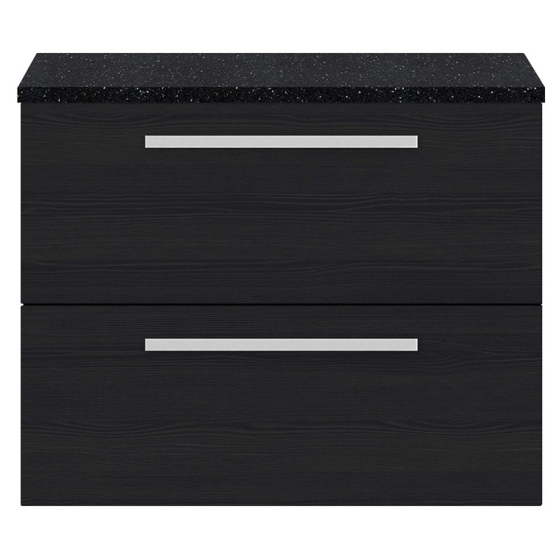 Quartet Charcoal Black 720mm (w) x 520mm (h) x 510mm (d) Cabinet & Sparkling Black Worktop
