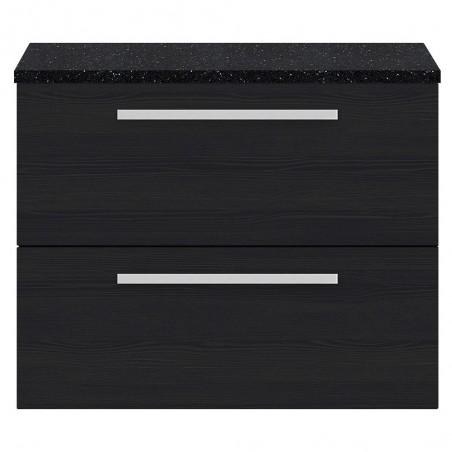 Quartet Charcoal Black 720mm (w) x 520mm (h) x 510mm (d) Cabinet & Sparkling Black Worktop