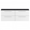 Quartet Gloss White 1440mm (w) x 520mm (h) x 510mm (d) Double Cabinet & Sparkling Black Worktop