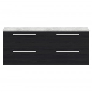 Quartet Charcoal Black 1440mm (w) x 520mm (h) x 510mm (d) Double Cabinet & Grey Worktop