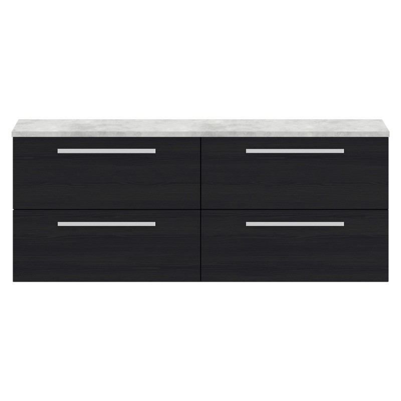 Quartet Charcoal Black 1440mm (w) x 520mm (h) x 510mm (d) Double Cabinet & Grey Worktop