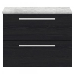 Quartet Charcoal Black 720mm (w) x 520mm (h) x 510mm (d) Cabinet & Grey Worktop