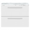 Quartet 720mm Wall Hung 2 Drawer Unit With Carrera Marble Laminate Worktop - Gloss White