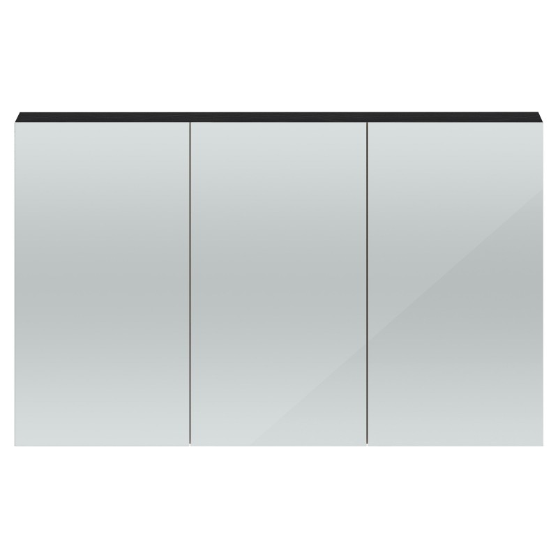 Quartet Charcoal Black 1347mm(W) x 715mm(H) 3 Door Mirror Cabinet
