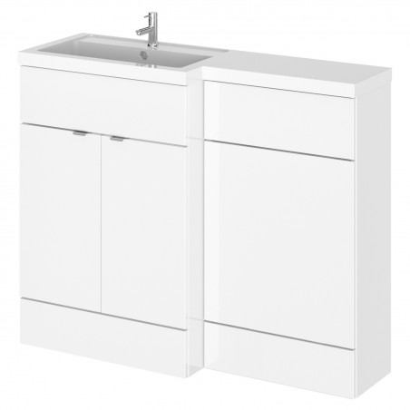 Fusion Gloss White 1100mm (w) x 904mm (h) x 360mm (d) Full Depth Combination Vanity & Toilet Unit with Left Hand Basin