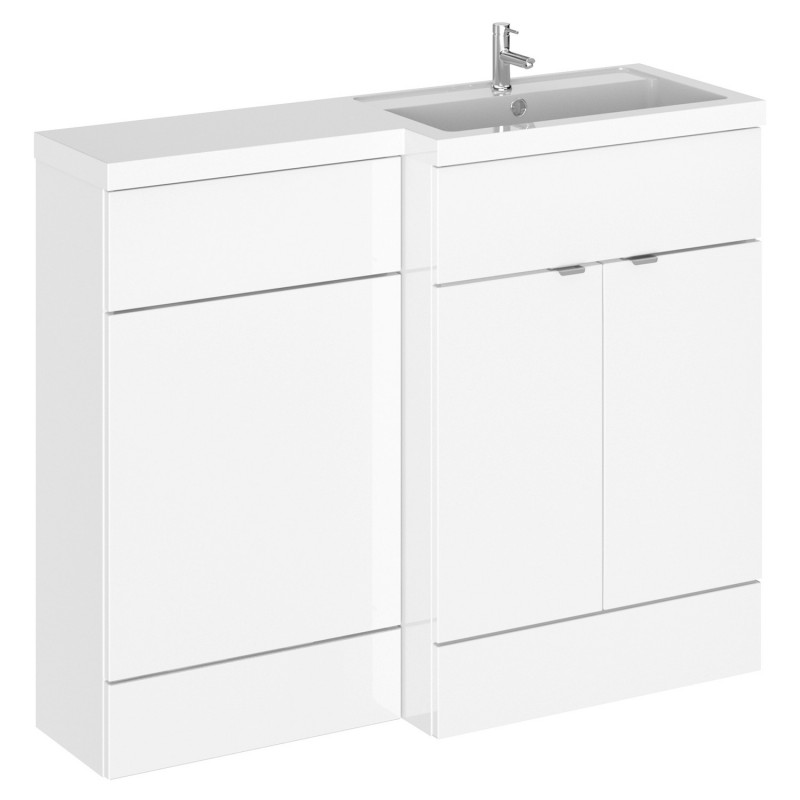 Fusion Gloss White 1100mm (w) x 904mm (h) x 360mm (d) Full Depth Combination Vanity & Toilet Unit with Right Hand Basin