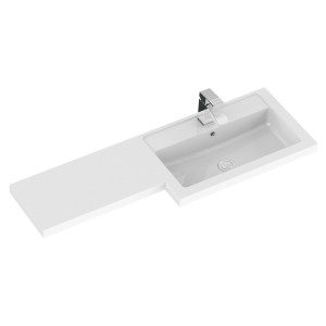 "Fusion" Gloss White 1100mm (w) x 904mm (h) x 360mm (d) Full Depth Combination Vanity & Toilet Unit with Right Hand Basin
