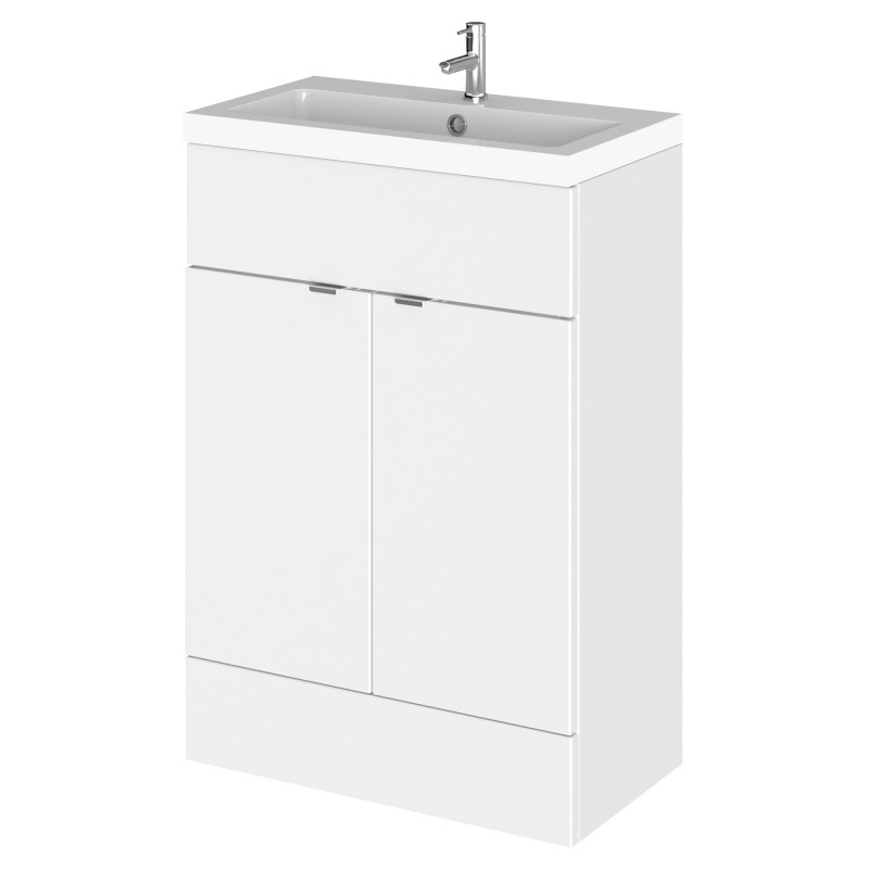 Fusion Gloss White 600mm (w) x 904mm (h) x 360mm (d) Full Depth Vanity Unit with Basin