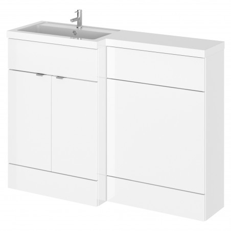 Fusion Gloss White 1200mm (w) x 904mm (h) x 360mm (d) Full Depth Combination Vanity & Toilet Unit with Left Hand Basin