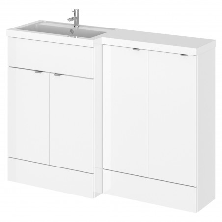 Fusion Gloss White 1200mm (w) x 904mm (h) x 360mm (d) Full Depth Combination Vanity & Toilet Unit with Left Hand Basin