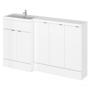 Fusion Gloss White 1500mm (w) x 904mm (h) x 360mm (d) Full Depth Combination Vanity Toilet and Storage Unit with L/H Basin