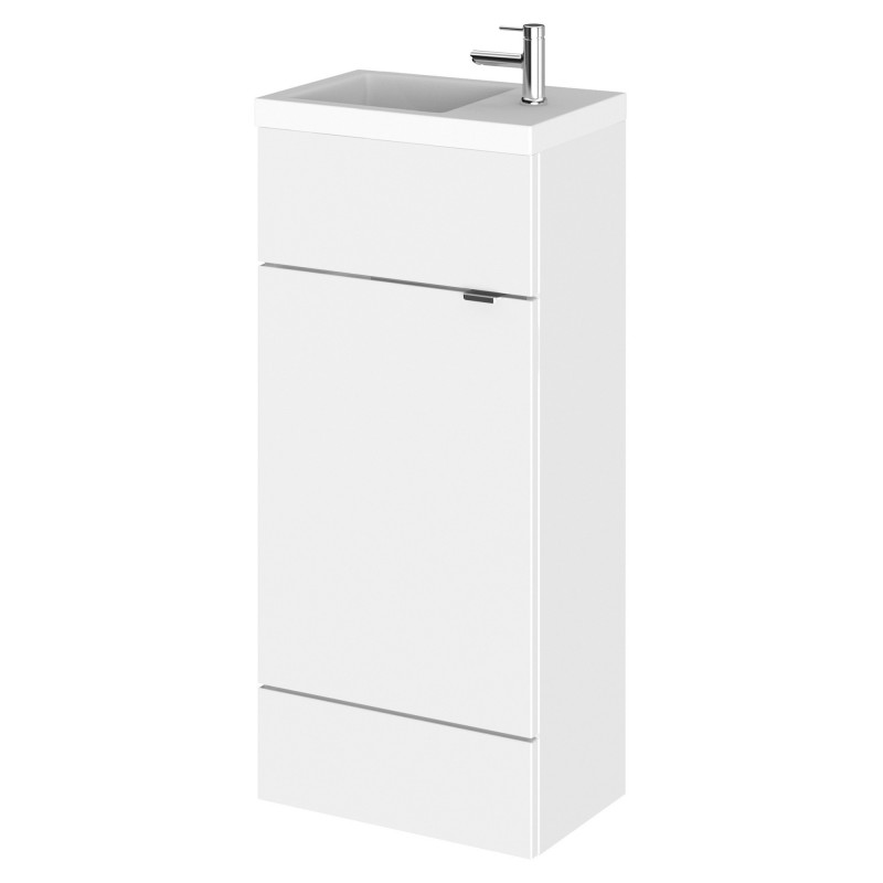 Fusion Gloss White 400mm (w) x 904mm (h) x 260mm (d) Slimline Vanity Unit with Basin