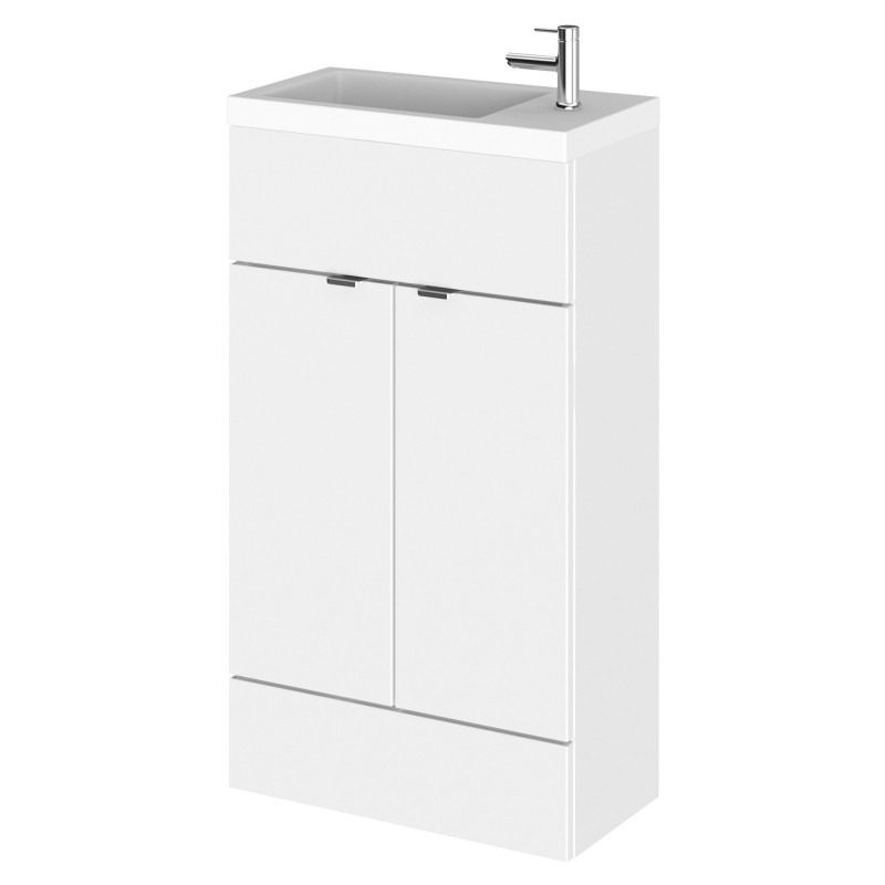 Fusion Gloss White 500mm (w) x 904mm (h) x 260mm (d) Slimline Vanity Unit with Basin