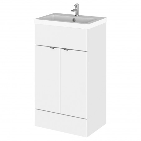 Fusion Gloss White 500mm (w) x 904mm (h) x 360mm (d) Full Depth Vanity Unit and Basin with 1 Tap Hole