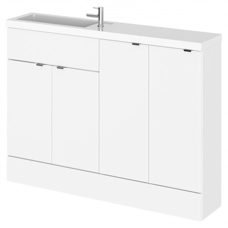 Fusion Gloss White 1200mm (w) x 904mm (h) x 260mm (d) Slimline Combination Vanity Toilet and Storage Unit with L/H Basin