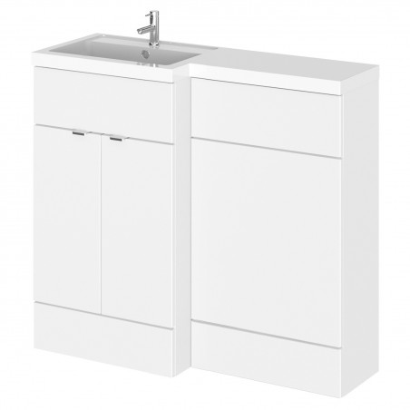 Fusion Gloss White 1000mm (w) x 904mm (h) x 360mm (d) Full Depth Combination Vanity & Toilet Unit with Left Hand Basin
