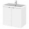 Fusion Gloss White 600mm (w) x 579mm (h) x 360mm (d) Wall Hung Full Depth 2 Door Vanity Unit with Basin