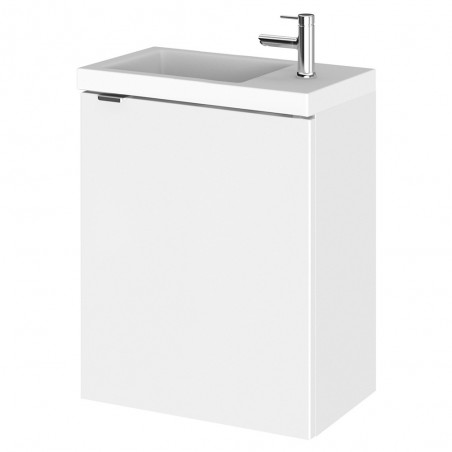 Fusion Gloss White 400mm (w) x 579mm (h) x 260mm (d) Wall Hung Slimline 1 Door Vanity Unit with Basin