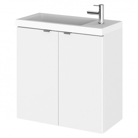 Fusion Gloss White 500mm (w) x 579mm (h) x 260mm (d) Wall Hung Slimline 2 Door Vanity Unit with Basin