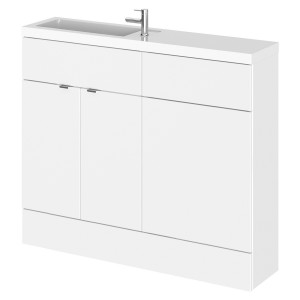 Fusion Gloss White 1000mm (w) x 904mm (h) x 260mm (d) Slimline Combination 2 Door Vanity & Toilet Unit with Basin