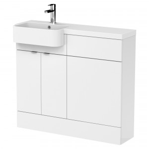 Fusion Gloss White 1000mm (w) x 904mm (h) x 460mm (d) Combination Unit & Left Hand Semi Recessed Basin