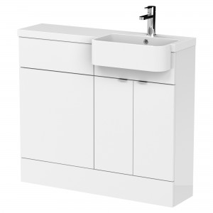 Fusion Gloss White 1000mm (w) x 904mm (h) x 460mm (d) Combination Unit & Right Hand Semi Recessed Basin