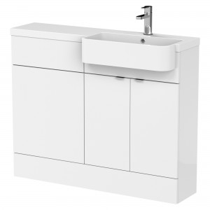 Fusion Gloss White 1100mm (w) x 904mm (h) x 460mm (d) Combination Unit & Right Hand Semi Recessed Basin