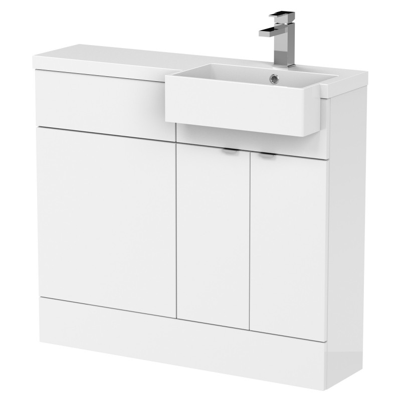 Fusion Gloss White 1000mm (w) x 904mm (h) x 360mm (d) Combination Unit & Right Hand Semi Recessed Basin