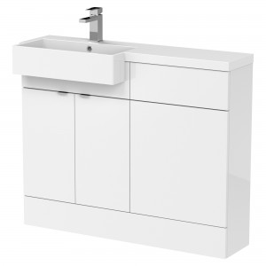 Fusion Gloss White 1100mm (w) x 904mm (h) x 360mm (d) Combination Unit & Left Hand Semi Recessed Basin