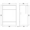 Fusion Gloss White 600mm (w) x 882mm (h) x 360mm (d) WC Unit & Co-ordinating Top - Technical Drawing