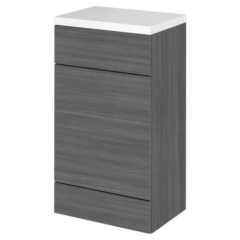 Fusion Anthracite Woodgrain 500mm (w) x 904mm (h) x 360mm (d) Full Depth Toilet Unit with Polymarble Top