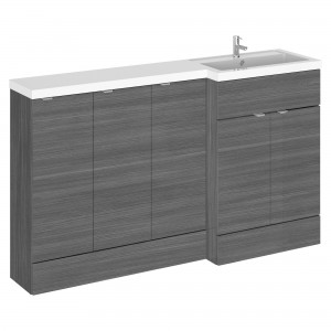 Fusion Anthracite Woodgrain 1500mm (w) x 904mm (h) x 360mm (d) Full Depth Combination Vanity Toilet and Storage Unit