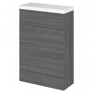 Fusion Anthracite Woodgrain 600mm (w) x 904mm (h) x 260mm (d) Slimline Toilet Unit with Polymarble Top