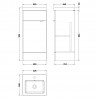 Fusion Anthracite Woodgrain 400mm (w) x 904mm (h) x 400mm (d) Full Depth Vanity Unit and Basin - Technical Drawing