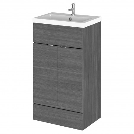 Fusion Anthracite Woodgrain 500mm (w) x 904mm (h) x 360mm (d) Full Depth Vanity Unit and Basin with 1 Tap Hole
