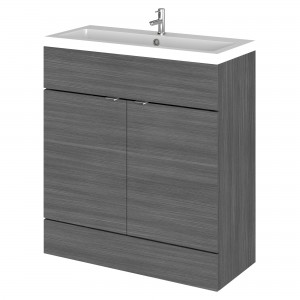 Fusion Anthracite Woodgrain 800mm (w) x 904mm (h) x 360mm (d) Full Depth Vanity Unit and Basin with 1 Tap Hole