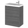 Fusion Anthracite Woodgrain 400mm (w) x 579mm (h) x 260mm (d) Wall Hung Slimline 1 Door Vanity Unit with Basin