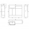 Fusion Anthracite Woodgrain 1000mm (w) x 904mm (h) x 460mm (d) Combination Unit  - Technical Drawing