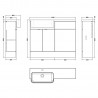 Fusion Anthracite Woodgrain 1100mm (w) x 904mm (h) x 460mm (d) Combination Unit - Technical Drawing