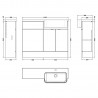 Fusion Anthracite Woodgrain 1100mm (w) x 904mm (h) x 460mm (d) Combination Unit - Technical Drawing