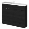 Fusion Charcoal Black 1100mm (w) x 904mm (h) x 260mm (d) Slimline Combination Vanity & Toilet Unit
