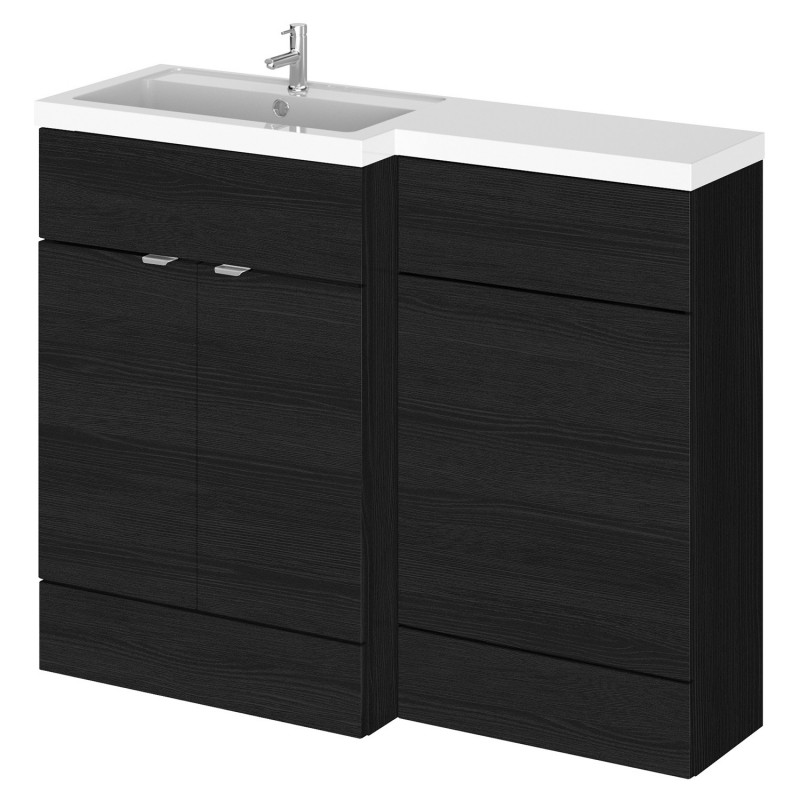 Fusion Charcoal Black 1100mm (w) x 904mm (h) x 360mm (d) Full Depth Combination Vanity & Toilet Unit with Left Hand Basin