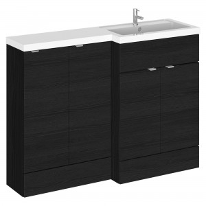 Fusion Charcoal Black 1200mm (w) x 904mm (h) x 360mm (d) Full Depth Combination Vanity & Toilet Unit with Right Hand Basin