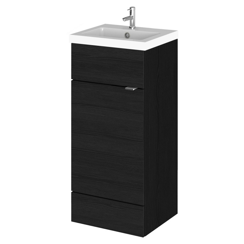 Fusion Charcoal Black 400mm (w) x 904mm (h) x 400mm (d) Full Depth Vanity Unit and Basin with 1 Tap Hole