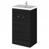 Fusion Charcoal Black 500mm (w) x 904mm (h) x 360mm (d) Full Depth Vanity Unit and Basin with 1 Tap Hole