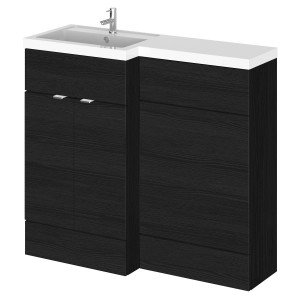 Fusion Charcoal Black 1000mm (w) x 904mm (h) x 360mm (d) Full Depth Combination Vanity & Toilet Unit with Left Hand Basin