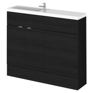 Fusion Charcoal Black 1000mm (w) x 904mm (h) x 260mm (d) Slimline Combination 2 Door Vanity & Toilet Unit with Basin